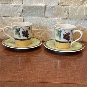Mikasa Fruit Odyssey Espresso cups and Saucers, set of 2